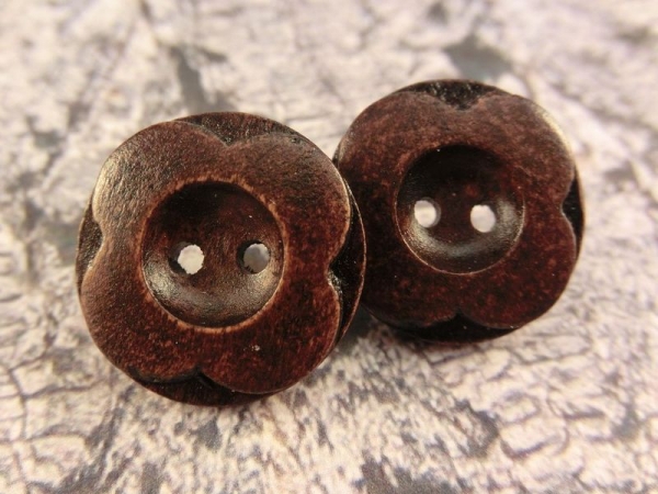 Knopf Ohrringe Holz Natur Button Gravur